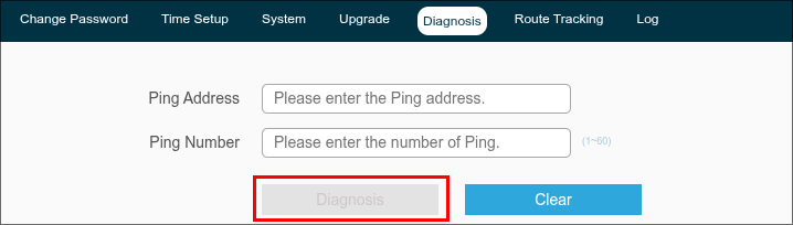 Diagnosis page with the Diagnosis button permanently greyed out