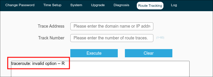 Route Tracking returning “traceroute: invalid option – R” after a “-R” address